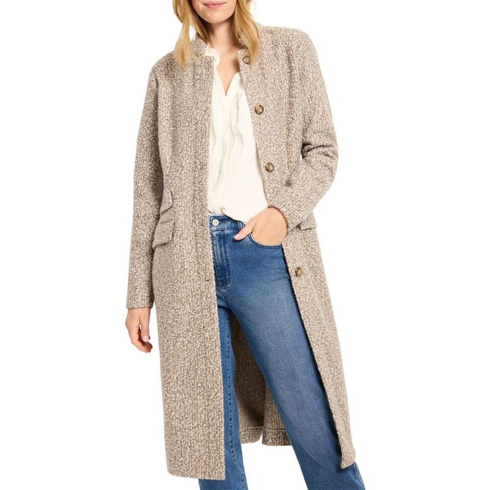 Nic+Zoe Womens Sherpa Tweed Knit Topcoat